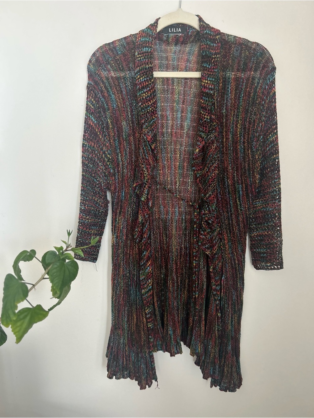 ILIA Multicolored Striped Open-Front Knit Cardigan